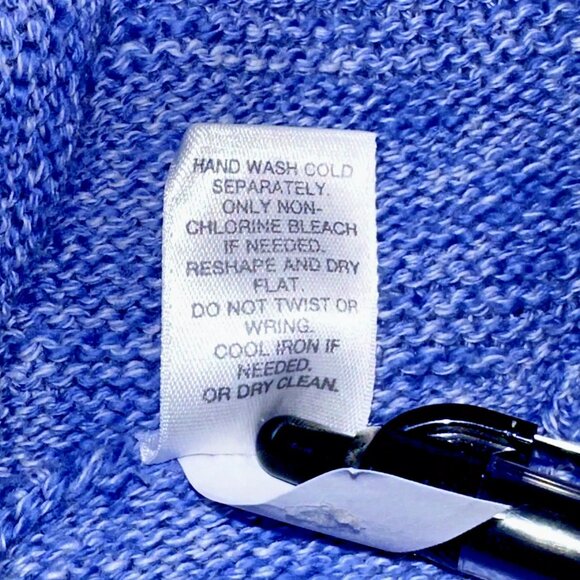 J Jill Knit Tunic Fringe Hem Faux Button Back Marled Sweater Azure Blue Size M - Picture 10 of 10